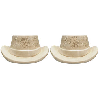 2PK Urban Ceramic Cowboy Hat Outdoor Garden Planter Pot 20x9cm Tan
