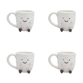 4PK Urban Ceramic Sweetie Pie Friends 3D Coffee Drinking Mug 9cm White