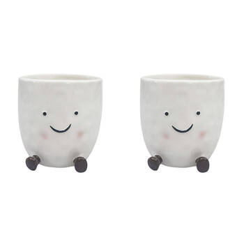 2PK Urban Ceramic Sweetie Pie Friends Vessel Decorative Storage Vase 11cm White