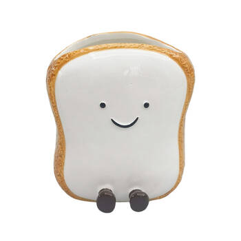 Urban Ceramic Teddy Toast Friends Vessel Decorative Storage Vase 13x12cm White