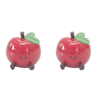 2PK Urban Ceramic Annie Apple Friends Vessel Decorative Storage Vase 10x11cm Red