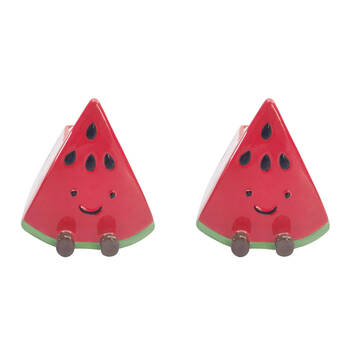 2PK Urban Ceramic Winnie Watermelon Friends Vessel Decorative Vase 12x11cm Red