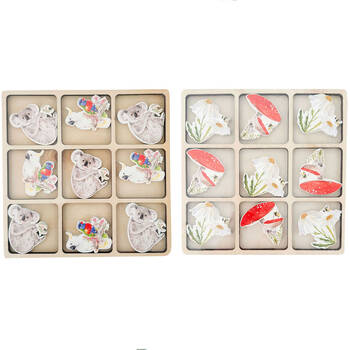 2pc Urban Floral Bee & Popcorn Blue Australia Tic Tac Toe Wooden Game Set 17cm