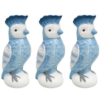 3PK Urban Ceramic Perdy Parrot Bud Home Decor Flower Vase 13x7cm Blue