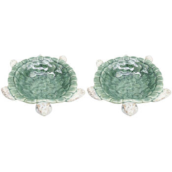 2PK Urban Ceramic Reef Turtle Trinket Storage Tray Bowl 22x17cm Green