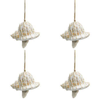 4PK Urban Ceramic Reef Shell Decorative Bell Ornament 11x6cm Bisque