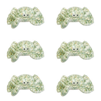 6PK Urban Ceramic Reef Crab Home Decorative Ornament 4x10cm Green
