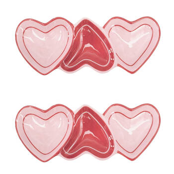 2PK Urban Ceramic Triple Heart Trinket Storage Tray Dish 20x8cm Pink/Red