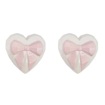 2PK Urban Ceramic Heart w/ Bow Trinket Storage Box 9cm Pink/White