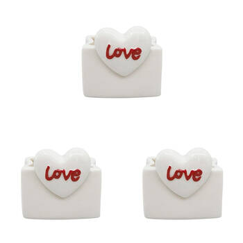 3PK Urban Ceramic Love Heart Vessel Home Decor Vase 7x8cm Red/White