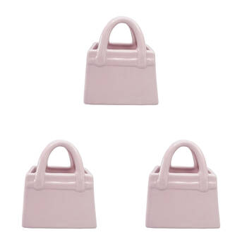 3PK Urban Ceramic Bow Handbag Vessel Home Decor Vase 12x10cm Pink