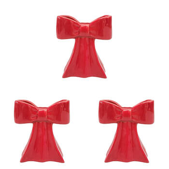 3PK Urban Ceramic Bow Home Decorative Flower Vase Pot 11x10cm Red
