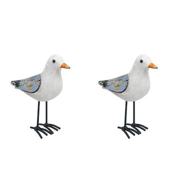 2PK Urban Wooden Drift Seagull Decorative Bird Ornament 11cm White