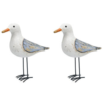 2PK Urban Wooden Drift Seagull Decorative Ornament 17x19cm White
