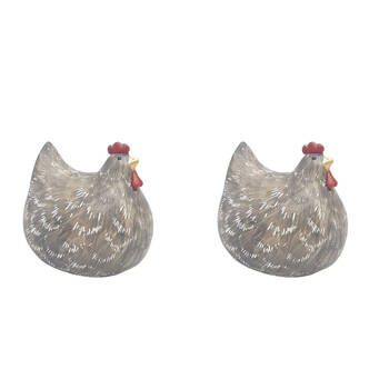2PK Urban Chicken Resin Decorative Ornament Statue Small 9cm Brown