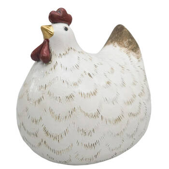 Urban Chicken Resin Decorative Ornament Large 16x13cm White/Black