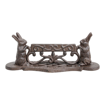 LVD Cast Iron 32.5cm Shoe Scraper Rabbits Decor - Brown