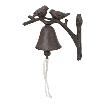 LVD Cast Iron 16.5cm Bird Bell Garden Ornament Decor - Brown
