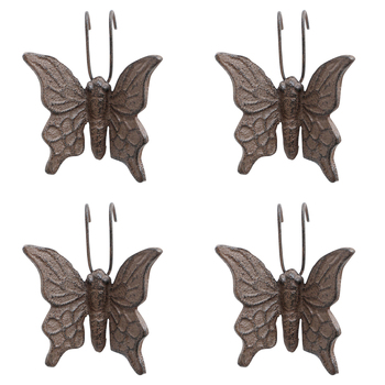 4PK LVD Rustic Cast Iron 9.5cm Pot Hanger Butterfly Ornament - Brown