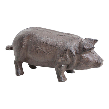 LVD Cast Iron 15cm Pig Wilbur Sculpture Ornament Decor - Grey