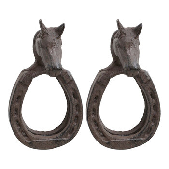 2PK LVD Doorknocker Horse Shoe Cast Iron 17cm Home Decorative - Brown