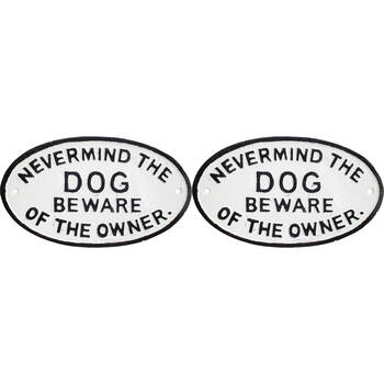 2PK LVD Sign Beware Owner Outdoor Garden/Patios Decor 23x13cm