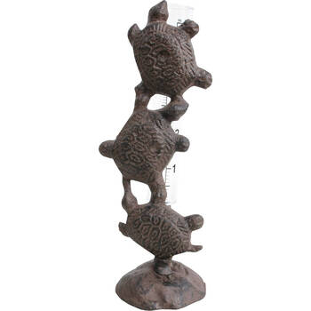LVD Cast Iron/Plastic Rain Gauge Turtles Garden Decor 8x20cm - Brown