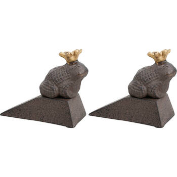 2PK LVD Cast Iron Doorstop Frog Prince 10.5x8.5cm Brown