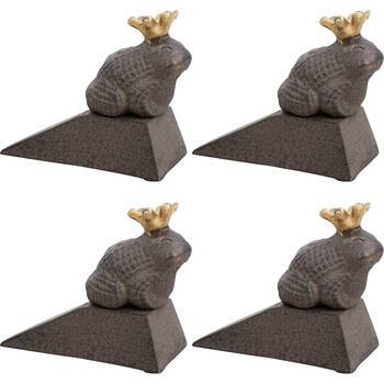 4PK LVD Cast Iron Doorstop Frog Prince 10.5x8.5cm Brown
