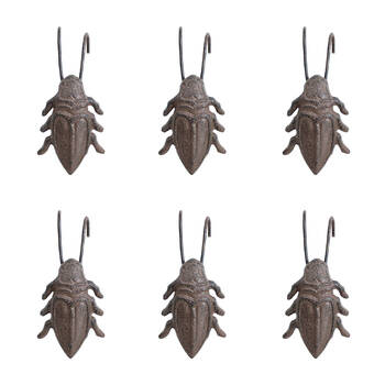 6PK LVD Cast Iron Pot Hanger Beetle Home/Garden Decor 4x9cm - Brown