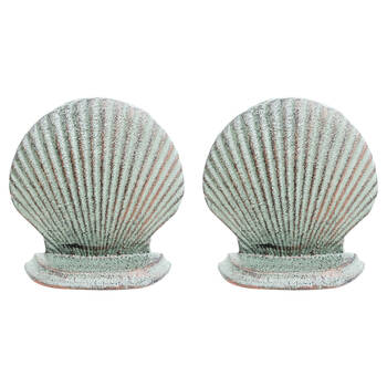 2PK LVD Doorstop Shell Cast Iron Door Stopper 11.5cm Green