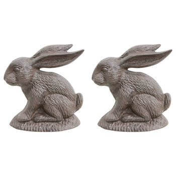 2PK LVD Cast Iron Doorstop Rabbit Door Stopper Decor 16.5cm - Brown
