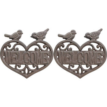 2PK LVD Sign Welcome Love Birds Outdoor Garden/Patios Decor 19cm