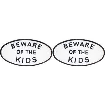 2PK LVD Sign/Plaque Beware Kids Wall Mounted Home Decor 17cm