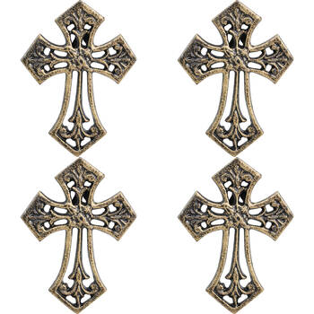 4PK LVD Wall Cross Cast Iron Hanging Ornament Decor - Small