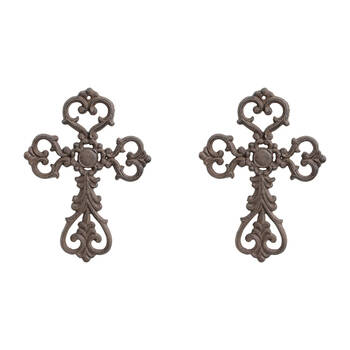 2PK LVD Wall Cross Cast Iron Hanging Ornament Decor - Medium