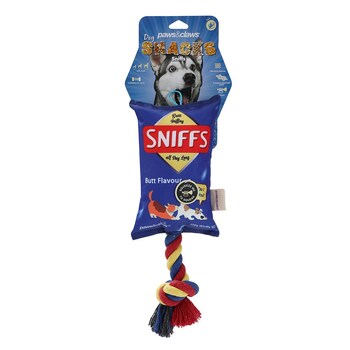Paws & Claws 38cm Sniffs Chips Snacks Oxford Tugger w/ Rope - Assorted