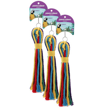 3PK Paws And Claws Parrot Rope Tassel Toy 30X5Cm 
