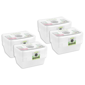 4x 10pc Lemon & Lime Reusable Food Container Rectangular 750ml