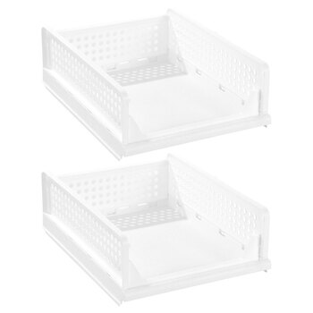 2PK Boxsweden Foldaway 42.5x14cm Stackable Storage Basket Medium
