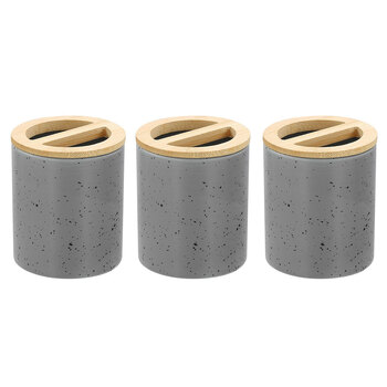 3x Boxsweden Bano 8x10cm Ceramic Toothbrush Holder - Grey Speckle