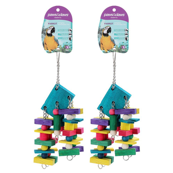 2x Paws & Claws 35x18cm Wood Dangler Parrot Pet/Bird Toy