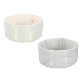 2x Paws & Claws 19cm/1.8L Ceramic Pet Bowl Marble - Assorted Grey/Pink