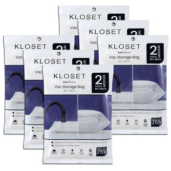 6x 2PK Boxsweden Kloset 60x40cm Vac Storage Bag Organiser