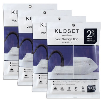 4x 2PK Boxsweden Kloset 80x60cm Vac Storage Bag Organiser