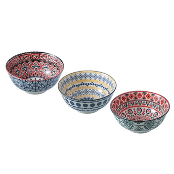 3PK Lemon & Lime Moroccan Deco 18cm Ceramic Serving Bowl - Assorted
