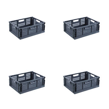 4PK Boxsweden Foldaway Storage Basket Organiser 14L 40x29.5x14.5cm Assorted