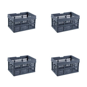 4PK Boxsweden Foldaway Carry Basket Organiser 26.5L 44x30.5x25cm Assorted