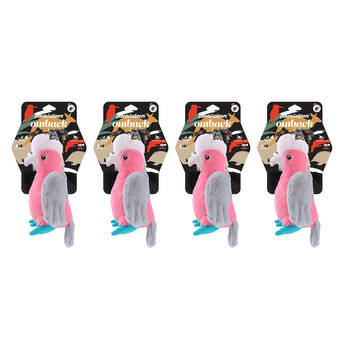 4PK Paws And Claws Outback Buddies Galah Sqeauky Plush Dog Toy 28.5x23.5x10cm