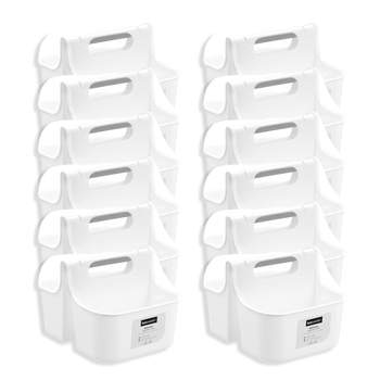 12PK Boxsweden 2-Compartment Bathroom Caddy Large 31x24.5cm - White